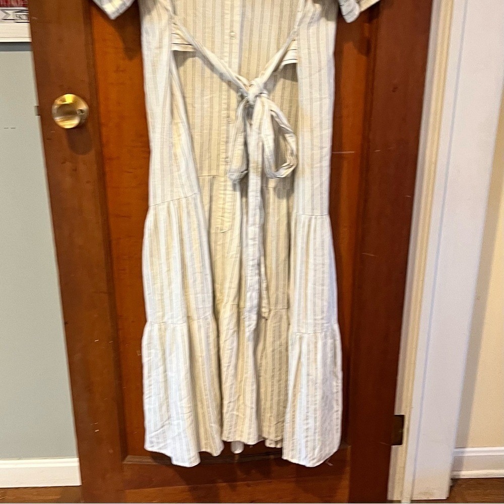 Marissa‎ Webb Collective Tie Waist Linen Midi Dress women size 14 EUC RtR - Picture 8 of 16